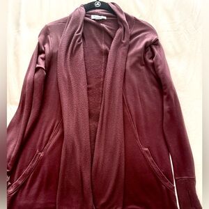 Athleta Pranayama Restore Wrap Sweater Brown Cranberry  1X